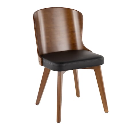 Bocello Chair In Walnut And Black Faux Leather